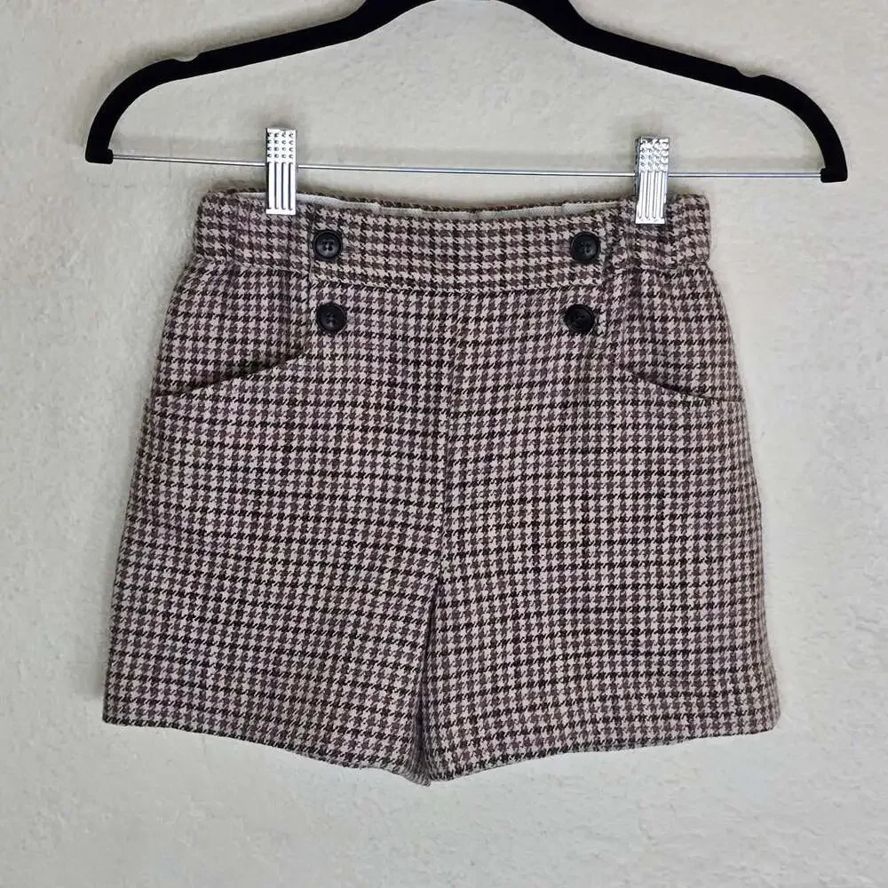 Bonpoint Girls Beige Wool Blend Houndstooth Shorts Child Size 10